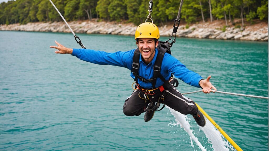 découvrez l'expérience extrême du saut à l'élastique au-dessus de l'eau ! oserez-vous tenter l'aventure ?